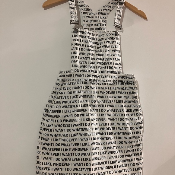 Text Print Overall Style Mini Dress - Picture 1 of 4